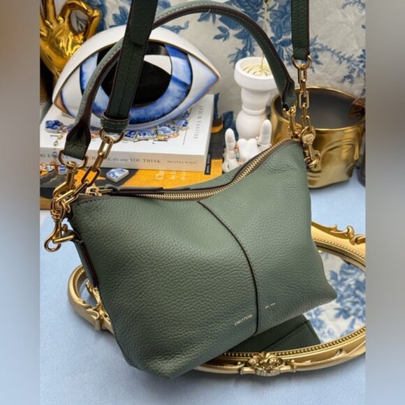 🆕 OROTON 🧿 NWOT Lily Zip Top Leather Crossbody, Olive - Picture 5 of 16